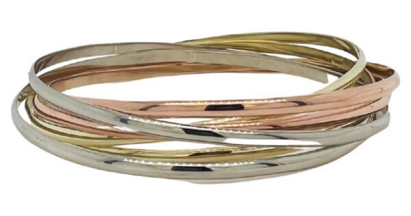 14KT TRI-COLOR ROLLING BANGLE