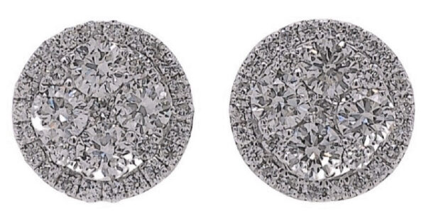 14KT WHITE GOLD CLUSTER DIAMOND EARRINGS