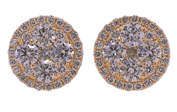 14KT YELLOW GOLD CLUSTER DIAMOND EARRINGS