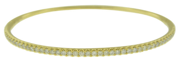 14KT YELLOW GOLD DIAMOND BANGLE BRACELET.