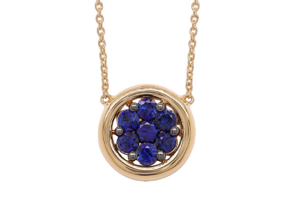 18KT YELLOW GOLD SAPPHIRE PENDANT WITH CHAIN