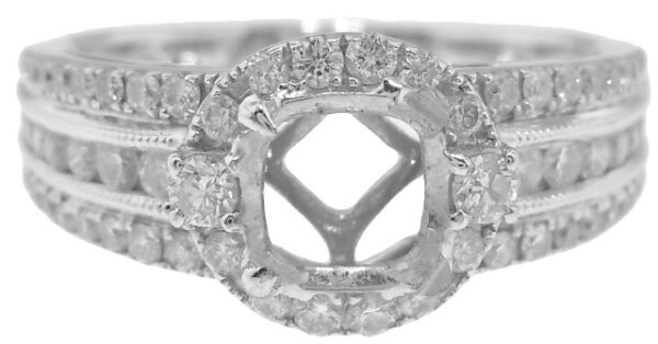 18KT WHITE GOLD DIAMOND SEMI-MOUNT RING