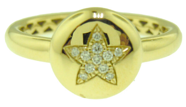 18KT YELLOW GOLD DIAMOND SET STAR RING