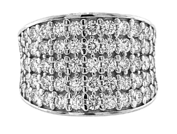 14KT WHITE GOLD 5 ROW 1/2 WAY BEAD SET DIAMOND RING