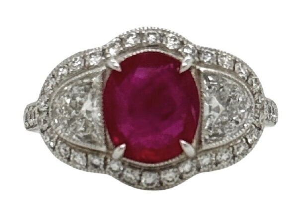 PLATINUM RUBY AND DIAMOND RING