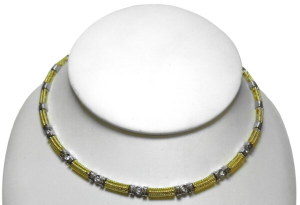 14KT YELLOW AND WHITE GOLD BEZEL SET DIAMOND NECKLACE 15.25"